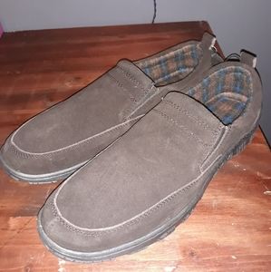 Brown Soft Slippers Blue Plaid 13/14